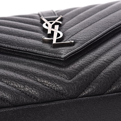 Saint Laurent Sheepskin Matelasse Chevron Monogram Medium College Bag Black 18 of 18