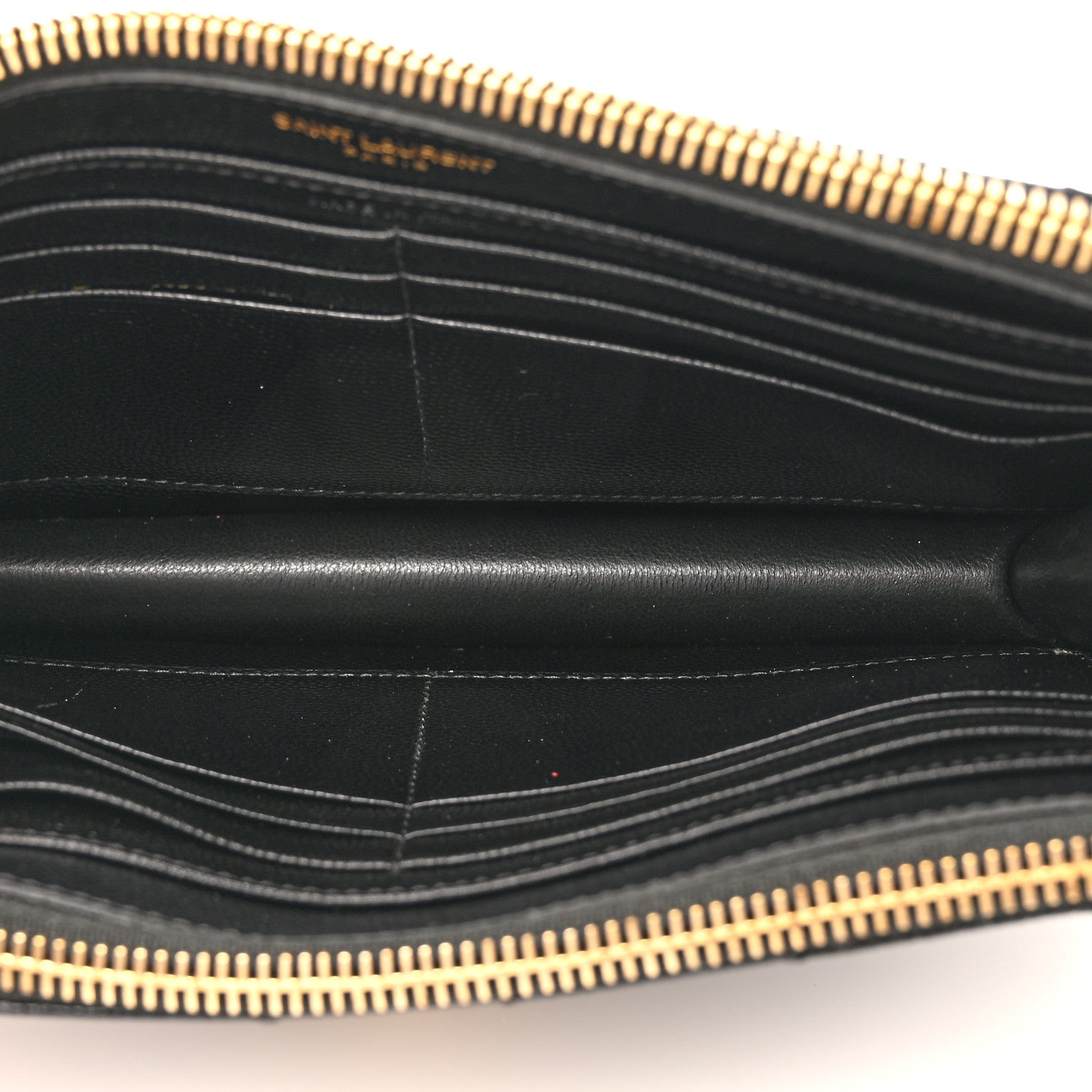 Saint Laurent Grain De Poudre Matelasse Chevron Monogram Double Zip Wallet Black 5 of 13