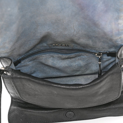 Prada Glace Calfskin Studded Etiquette Flap Black 5 of 11