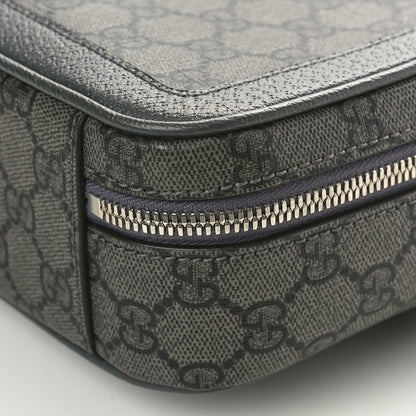 Gucci GG Supreme Monogram Textured Dollar Calfskin Small Ophidia Top Handle Shoulder Grey Black Graphite Grey 10 of 10