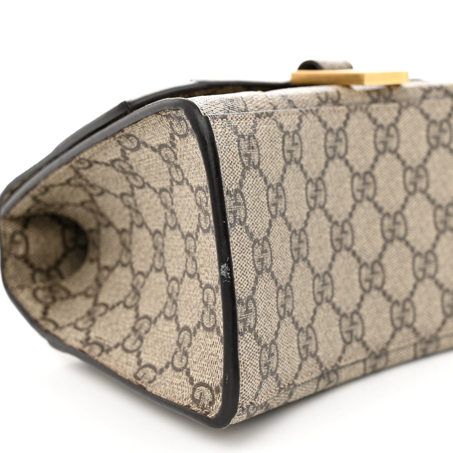 X GUCCI GG Supreme Monogram Small Hourglass Top Handle Bag Beige Ebony