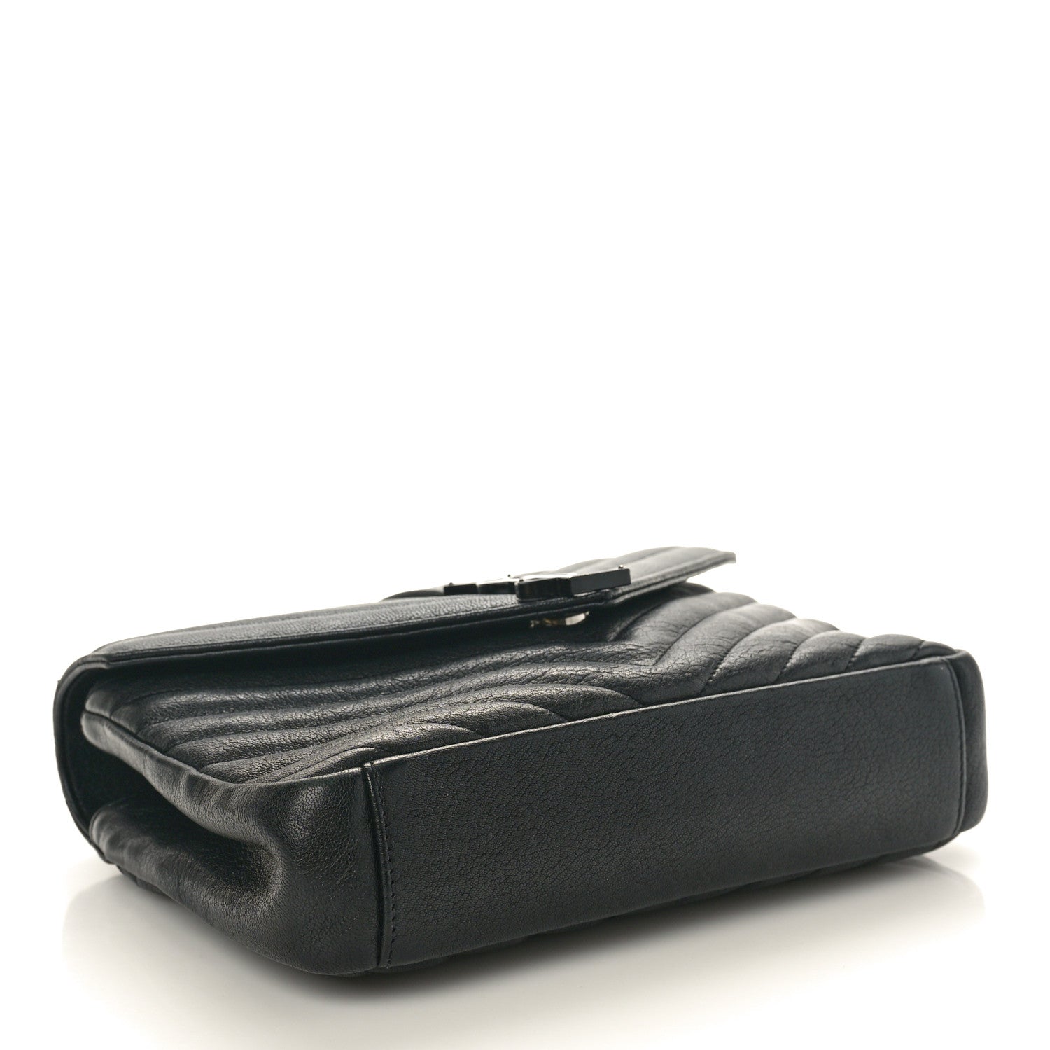 Saint Laurent Sheepskin Matelasse Chevron Monogram Monochrome Medium College Bag Black 4 of 12