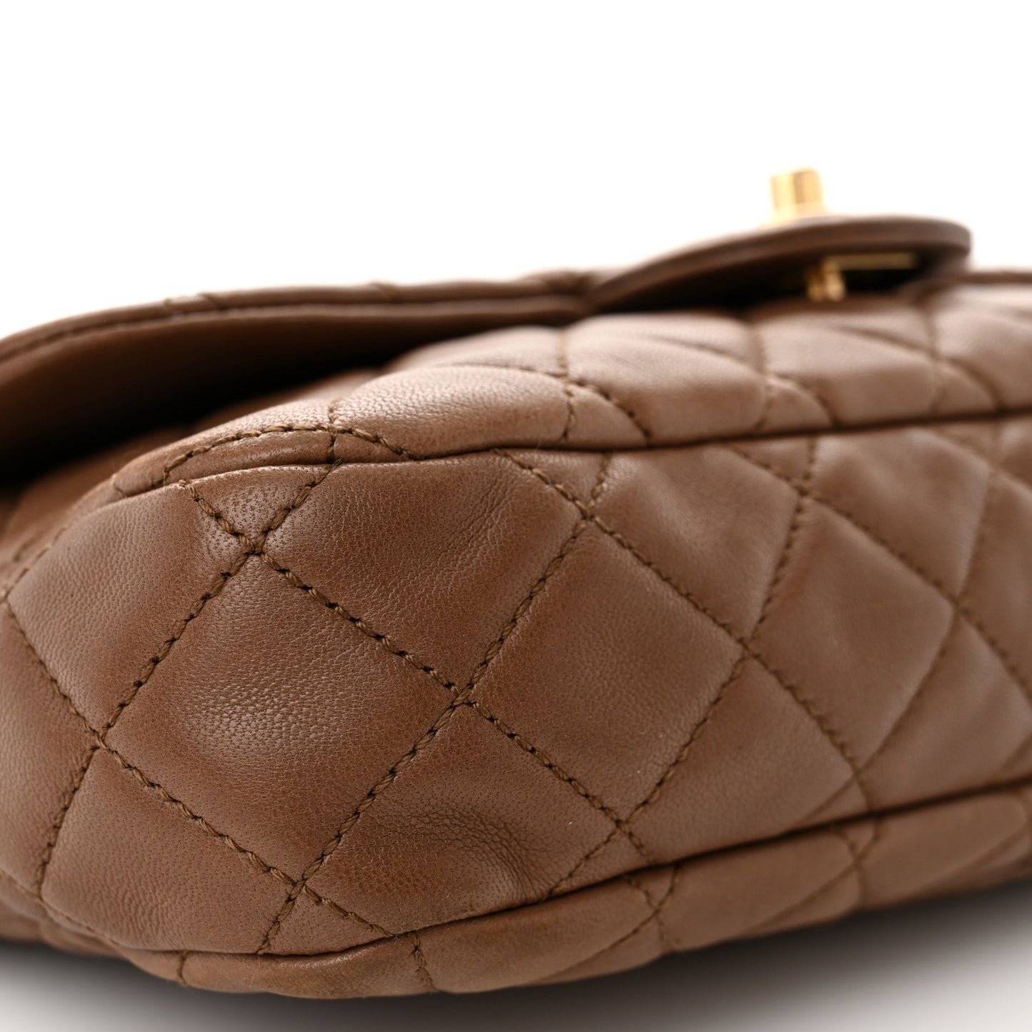 Lambskin Quilted Medium Cruise Charm Single Flap Brown