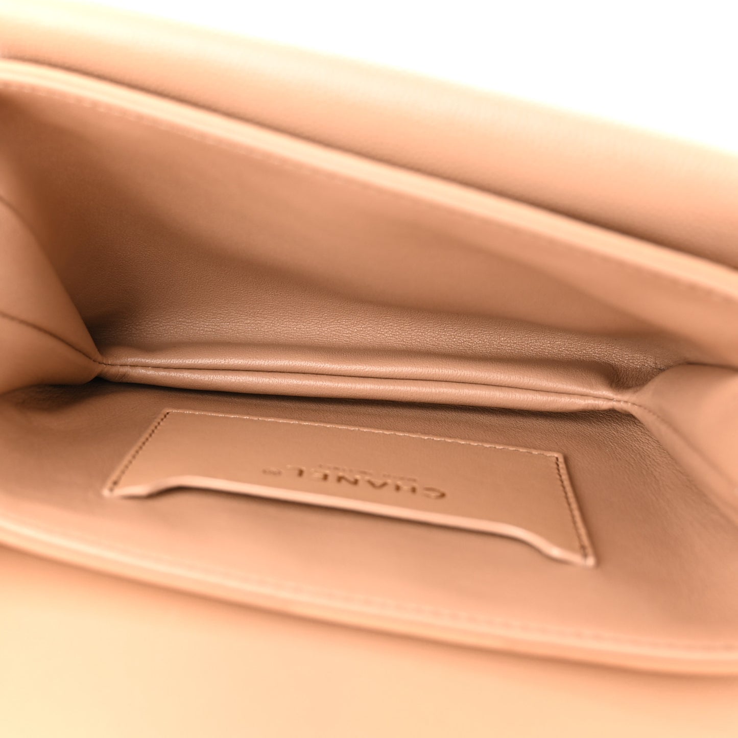 Caviar Quilted Small Top Handle Flap Beige