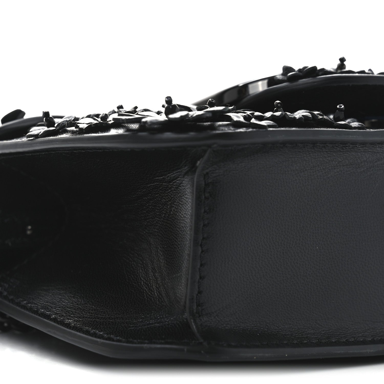 Valentino Garavani Calfskin Flower Embroidered Small Loco Shoulder Bag Black 8 of 9