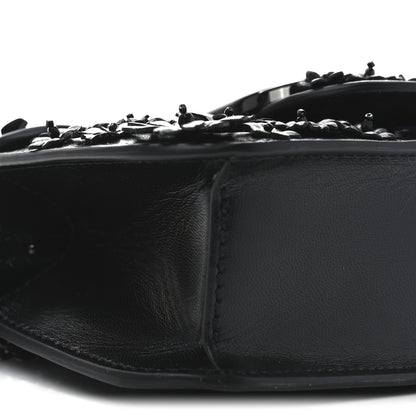 Valentino Garavani Calfskin Flower Embroidered Small Loco Shoulder Bag Black 8 of 9