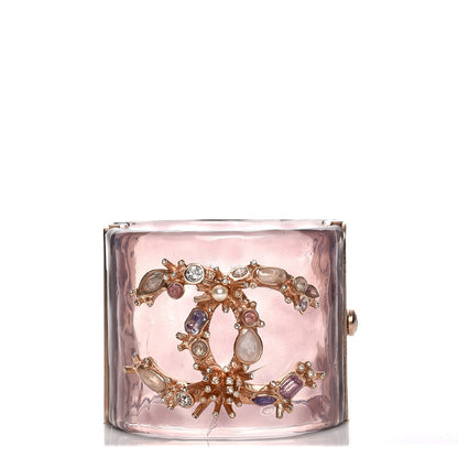 Chanel Lucite Crystal Pearl Gripoix CC Cuff Purple 1 of 7