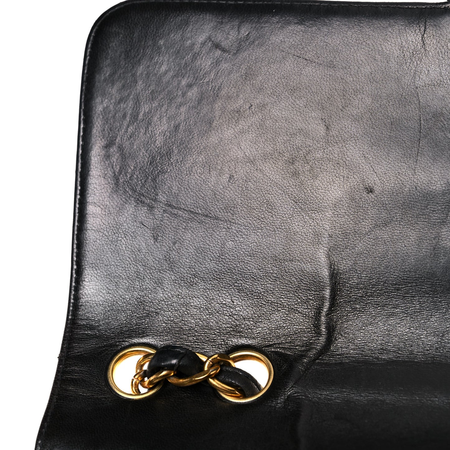 Lambskin Quilted Jumbo Single Flap Black