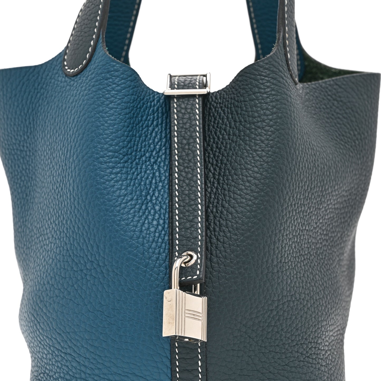 Taurillon Clemence Casaque Picotin Lock  18 MM Vert Bosphore Deep Bleu