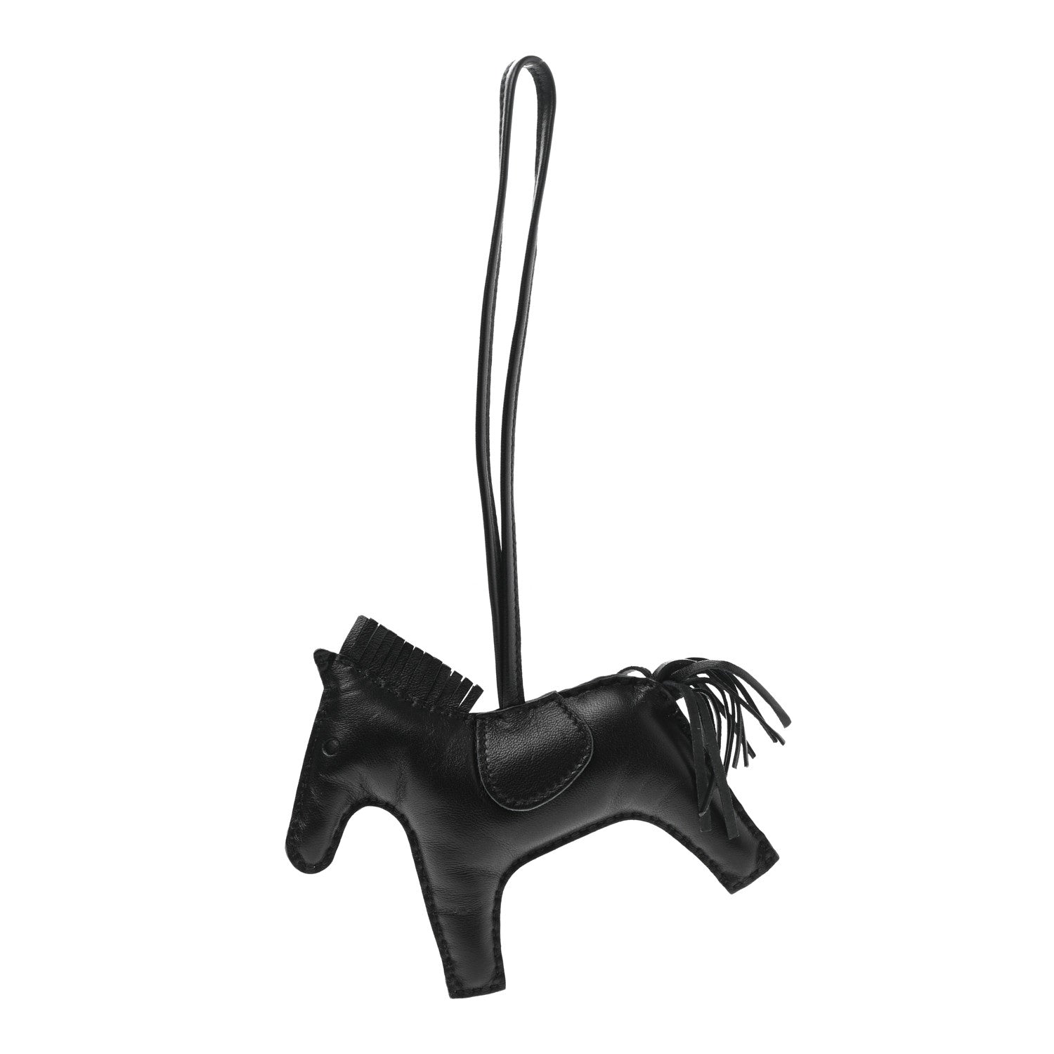 Hermes Milo Lambskin Grigri Rodeo Horse Bag Charm MM So Black 1 of 6