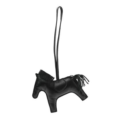 Hermes Milo Lambskin Grigri Rodeo Horse Bag Charm MM So Black 1 of 6