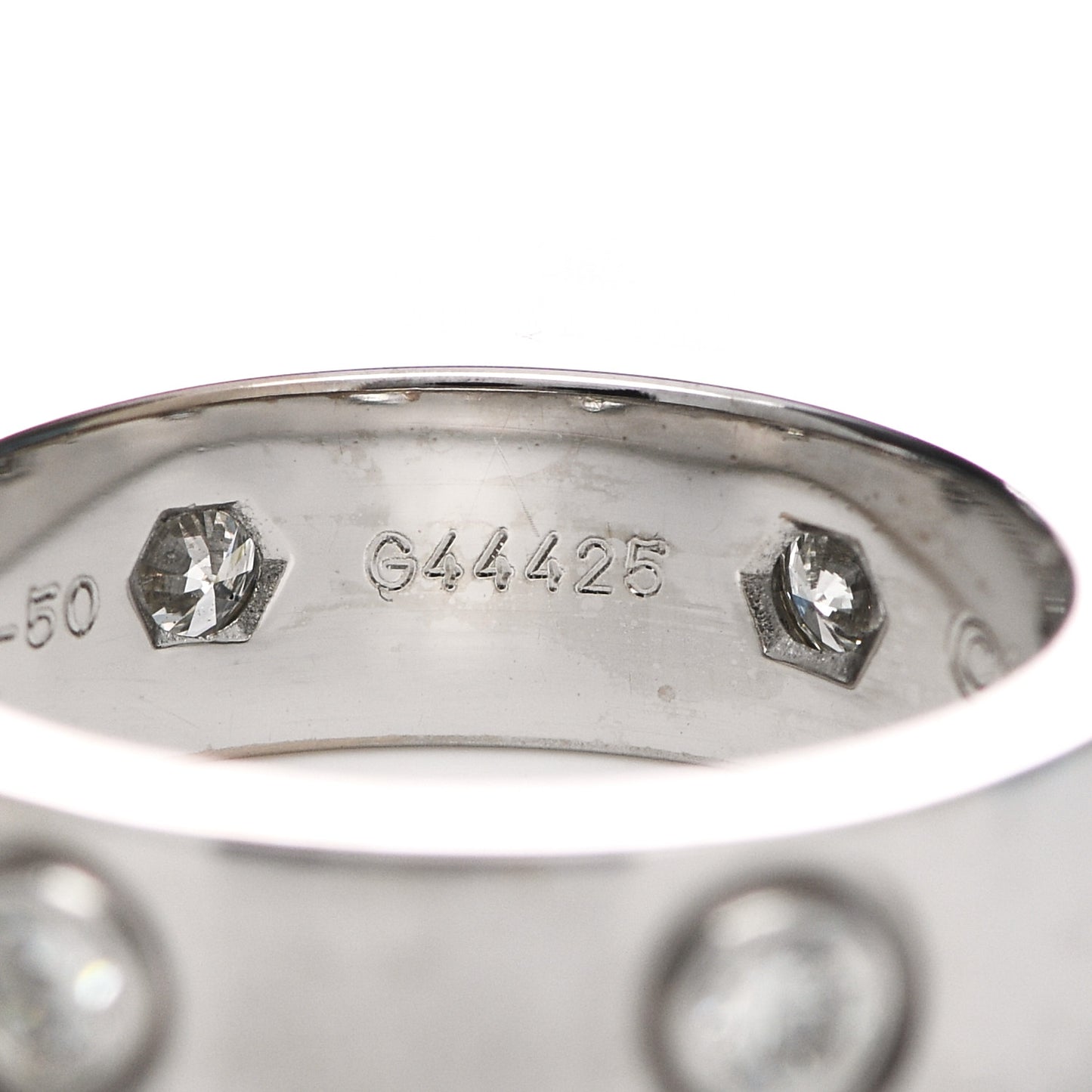 18K White Gold 6 Diamond 5.5mm LOVE Ring 50 5.25