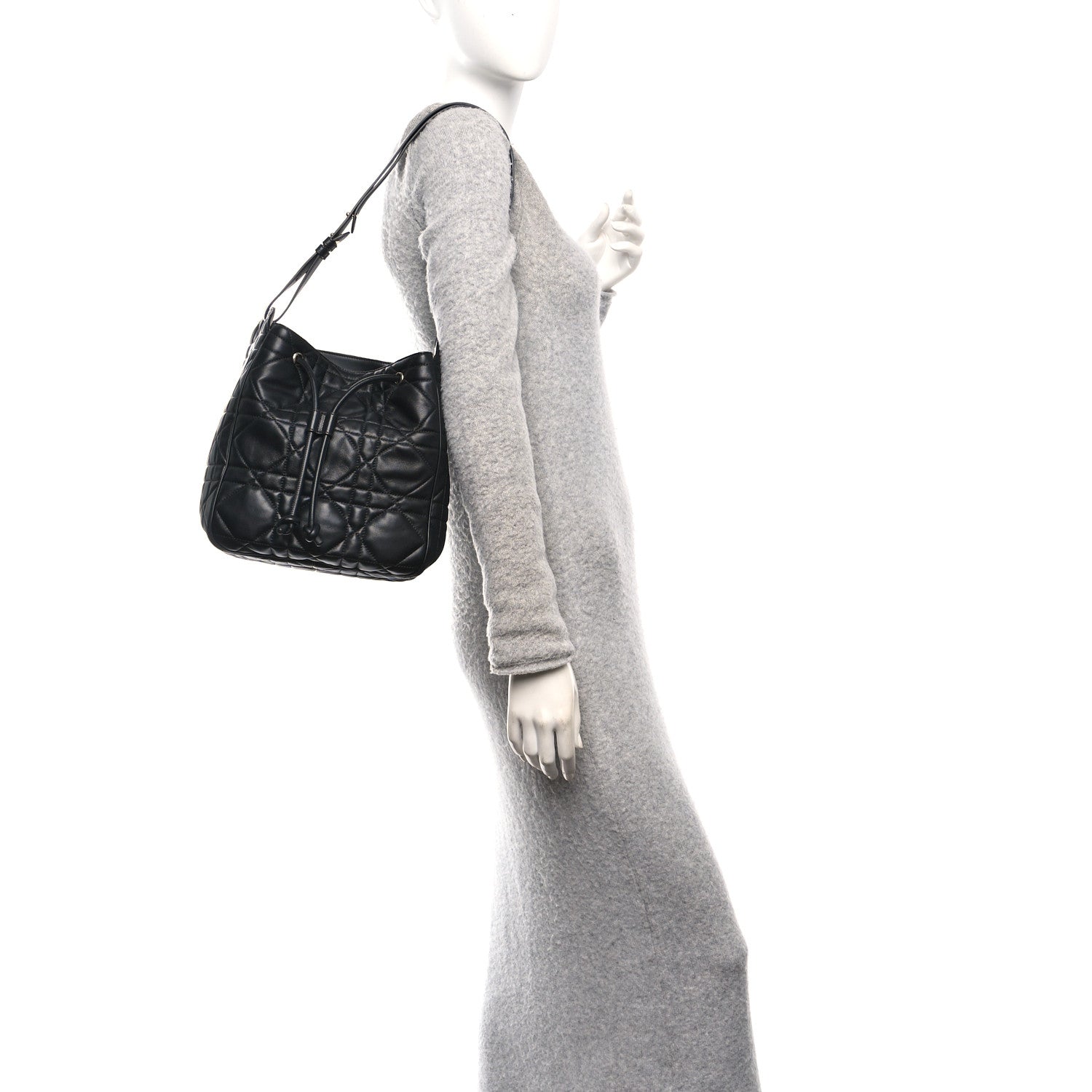 Christian Dior Calfskin Macrocannage Medium D-Motion Bag Black 2 of 10