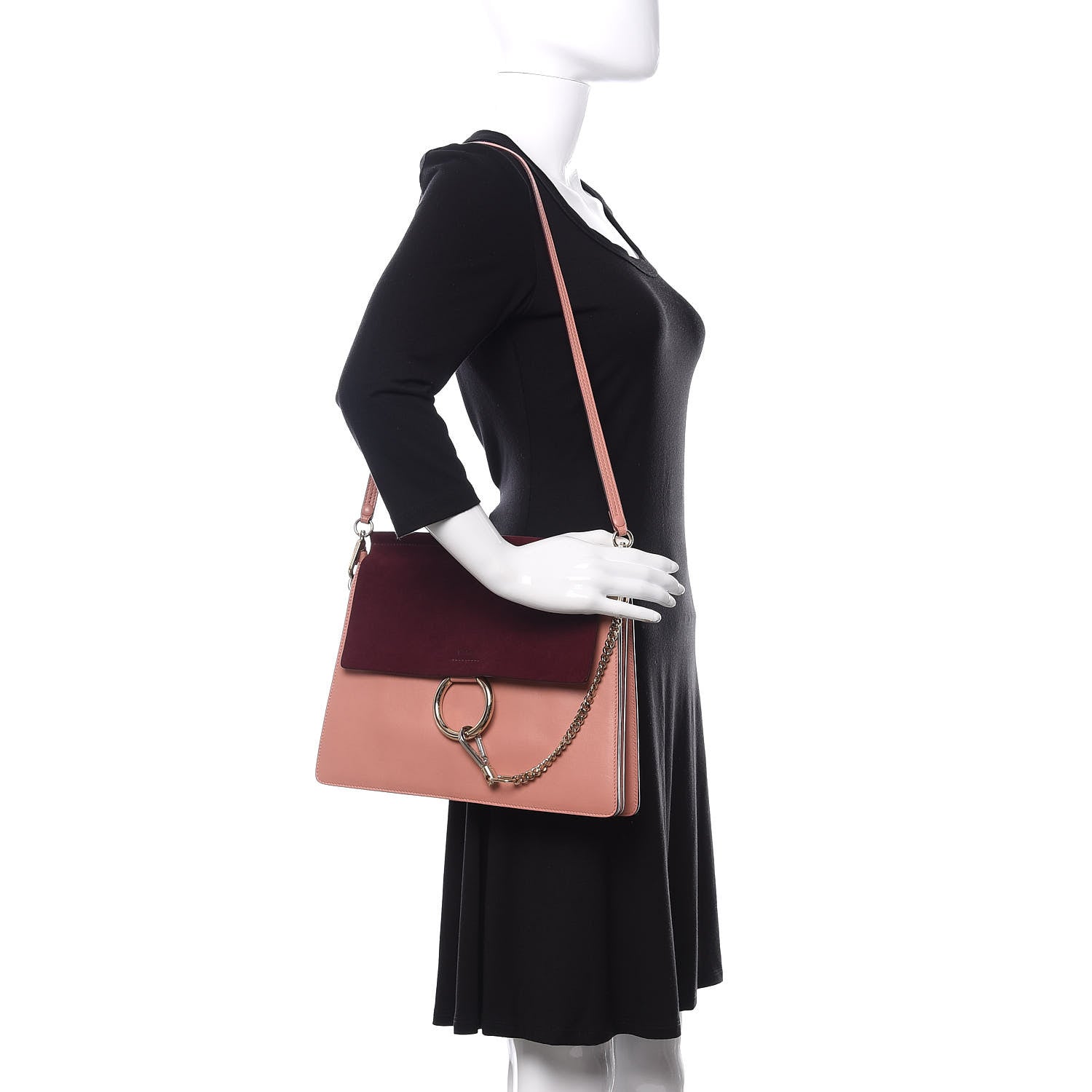 Chloe Calfskin Suede Medium Faye Shoulder Bag Misty Rose Dark Purple 2 of 12