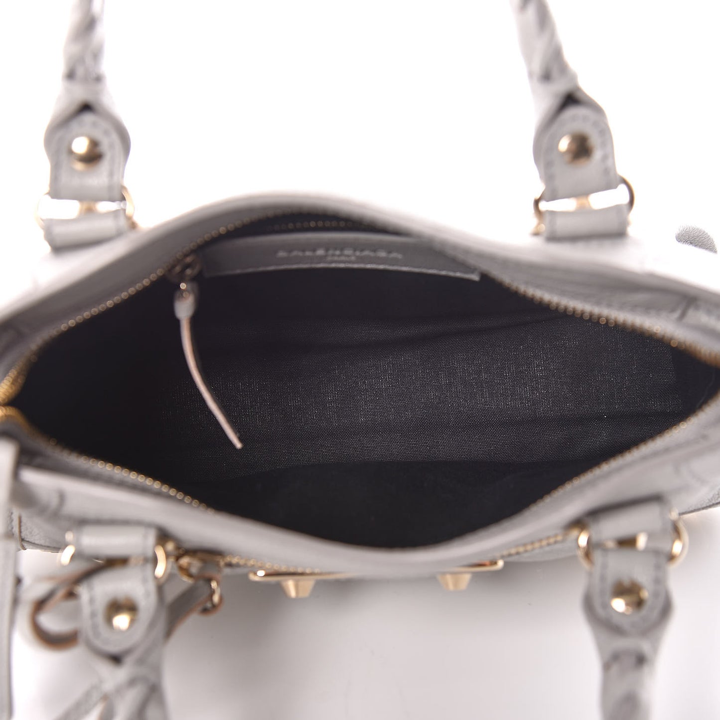 Chevre Gold Metallic Edge Hardware Mini City Gris Perle