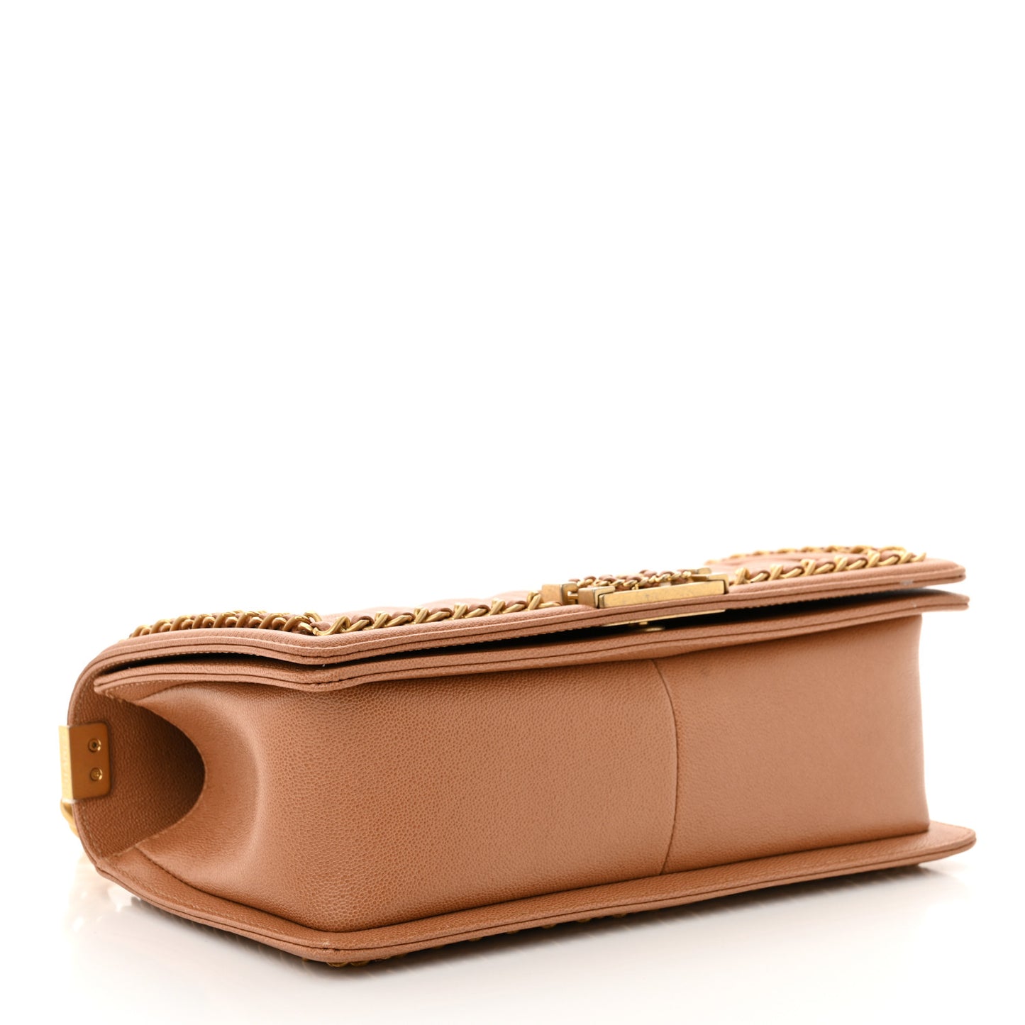 Caviar Quilted Chain Around Medium Boy Flap Beige