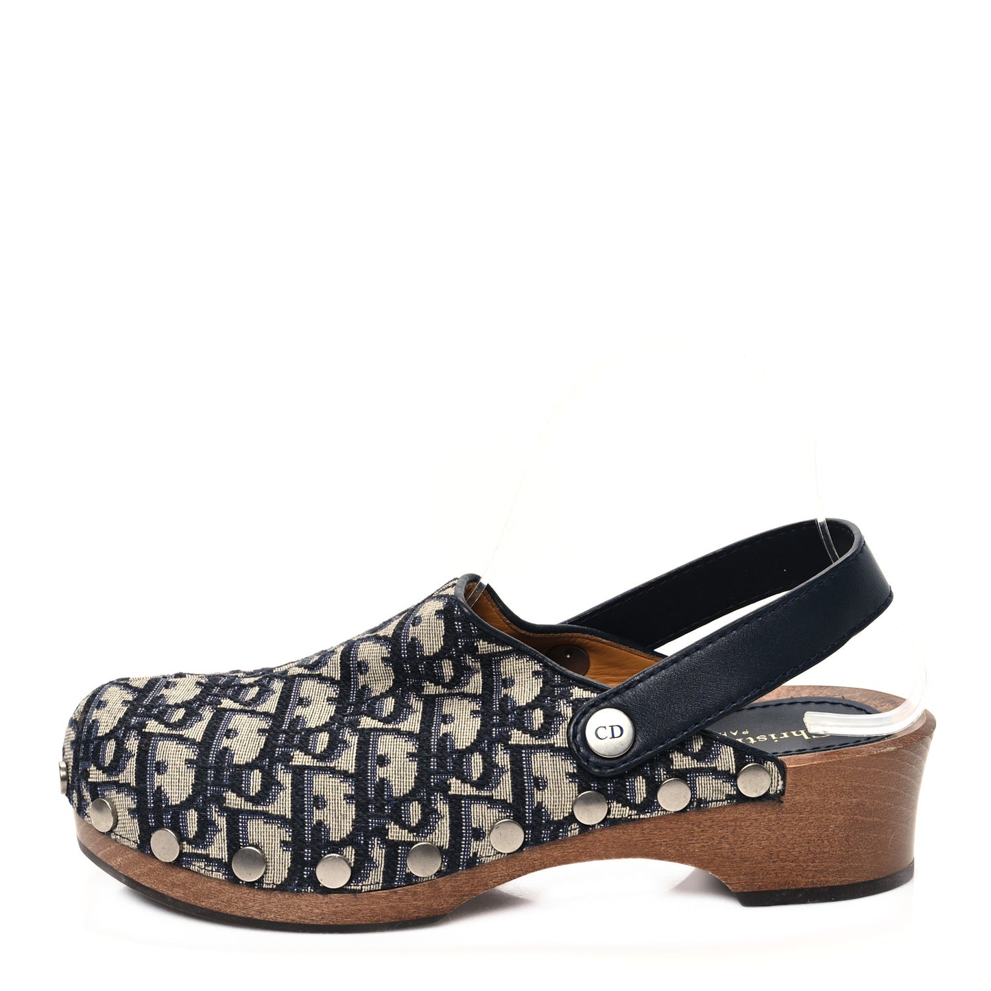 Canvas Oblique Diorquake 20mm Slingback Clogs 38 Deep Blue