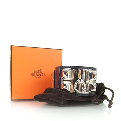 Hermes Collier de Chien CDC Bracelet Crocodile Navy 3 of 8