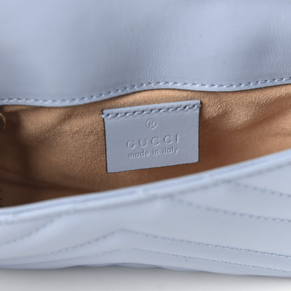 Gucci Calfskin Matelasse Super Mini GG Marmont Shoulder Bag Porcelain Light Blue 8 of 11