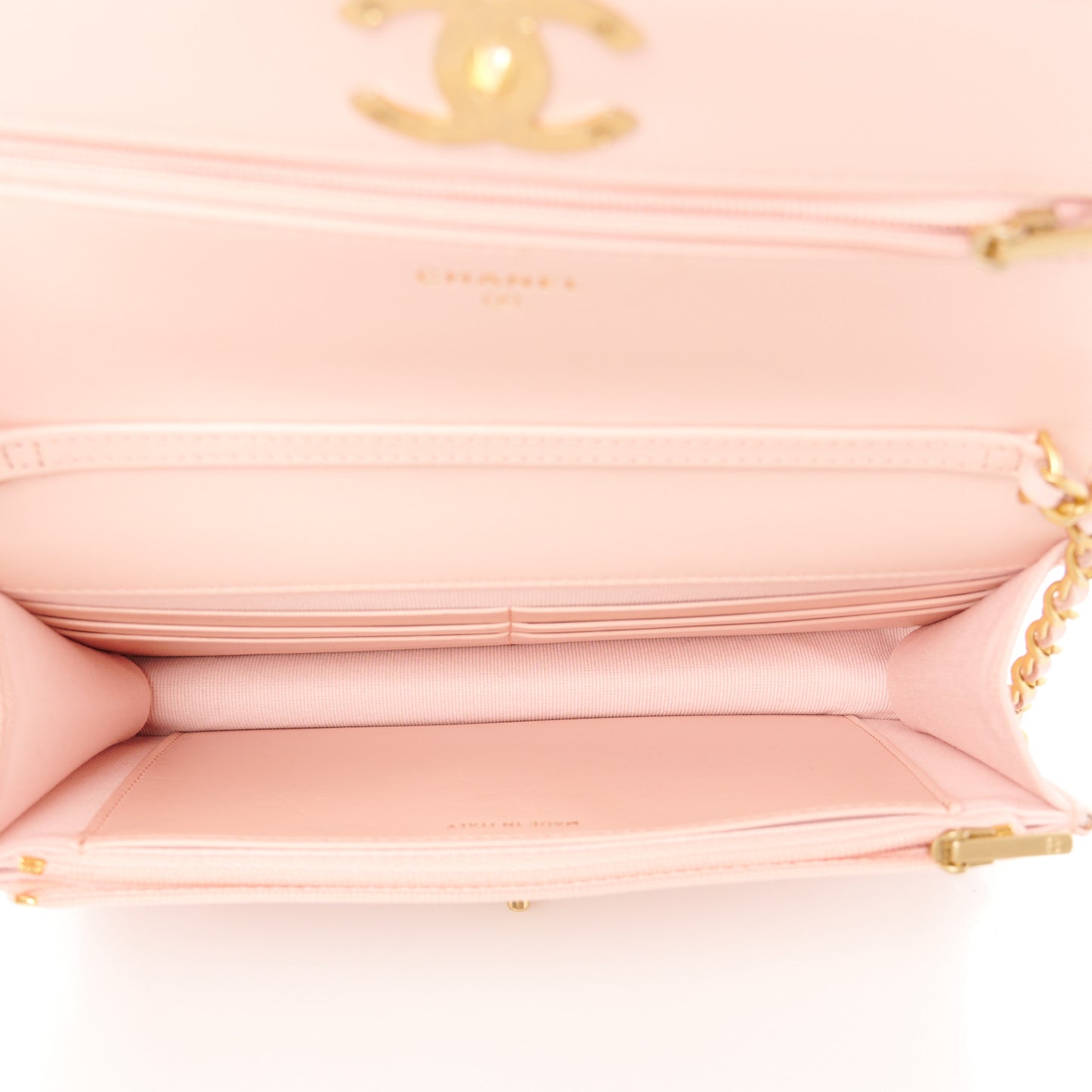 Caviar Quilted Camellia Wallet On Chain WOC Light Pink