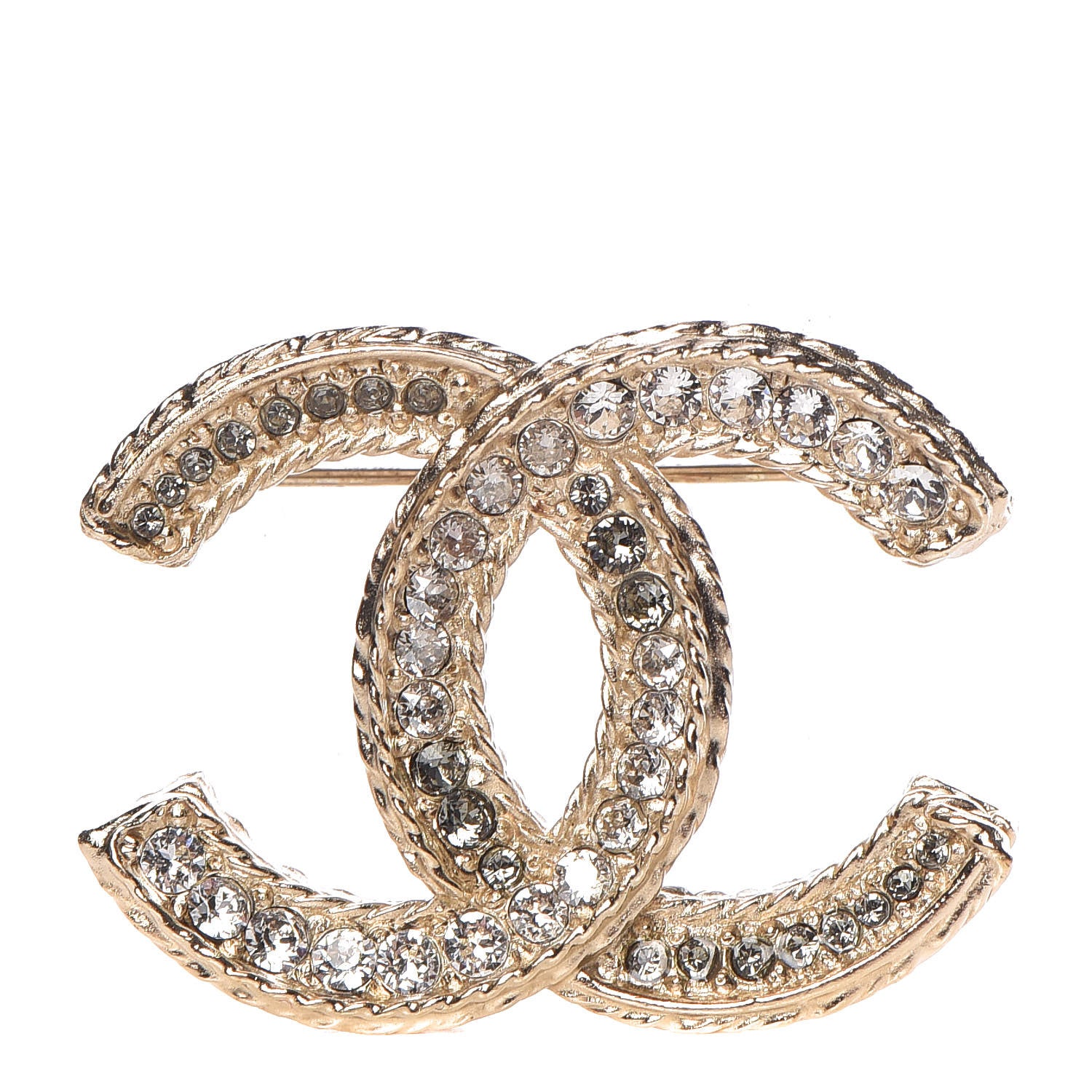 Chanel Crystal CC Brooch Light Gold 1 of 5