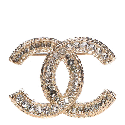 Chanel Crystal CC Brooch Light Gold 1 of 5
