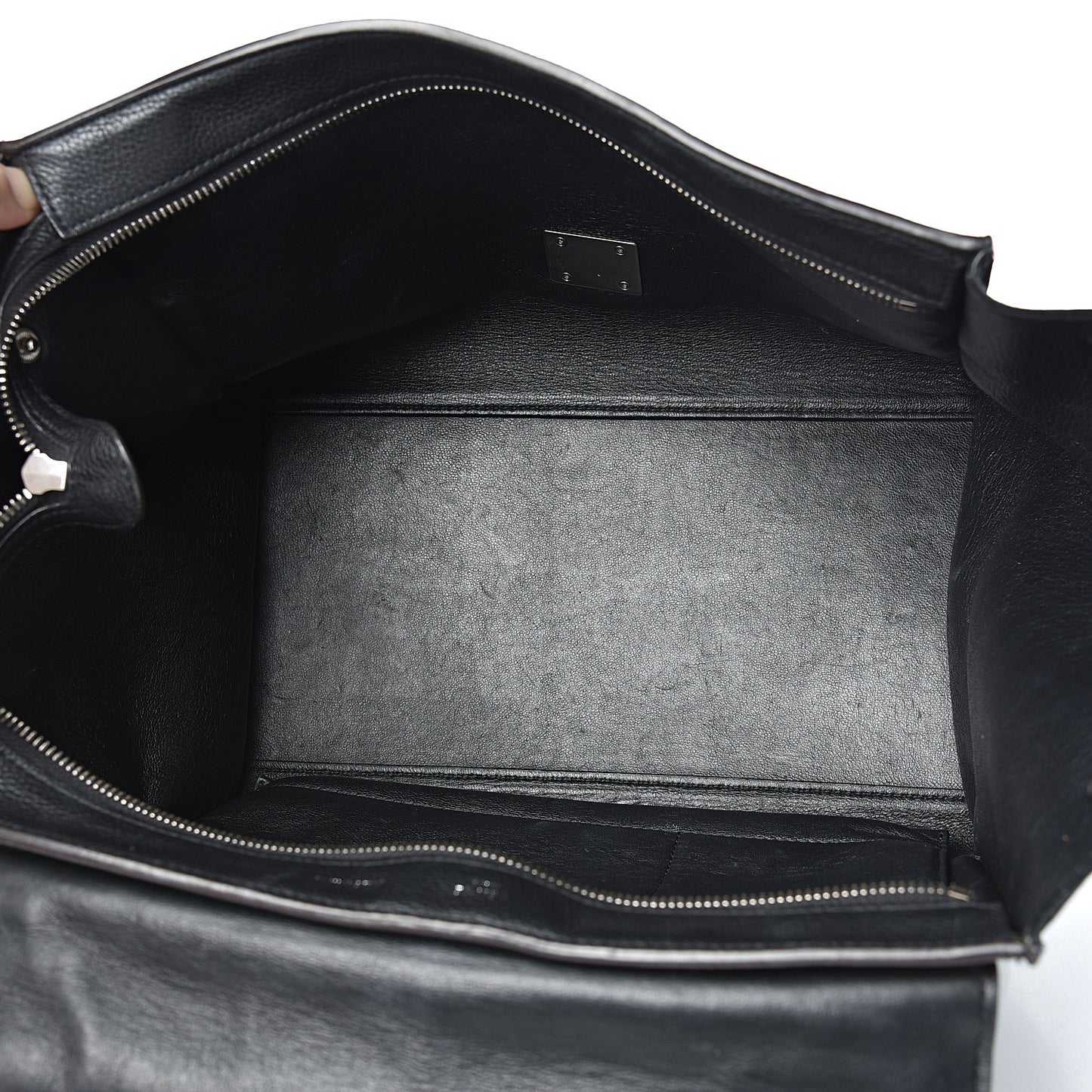 Drummed Calfskin Suede Medium Trapeze Black