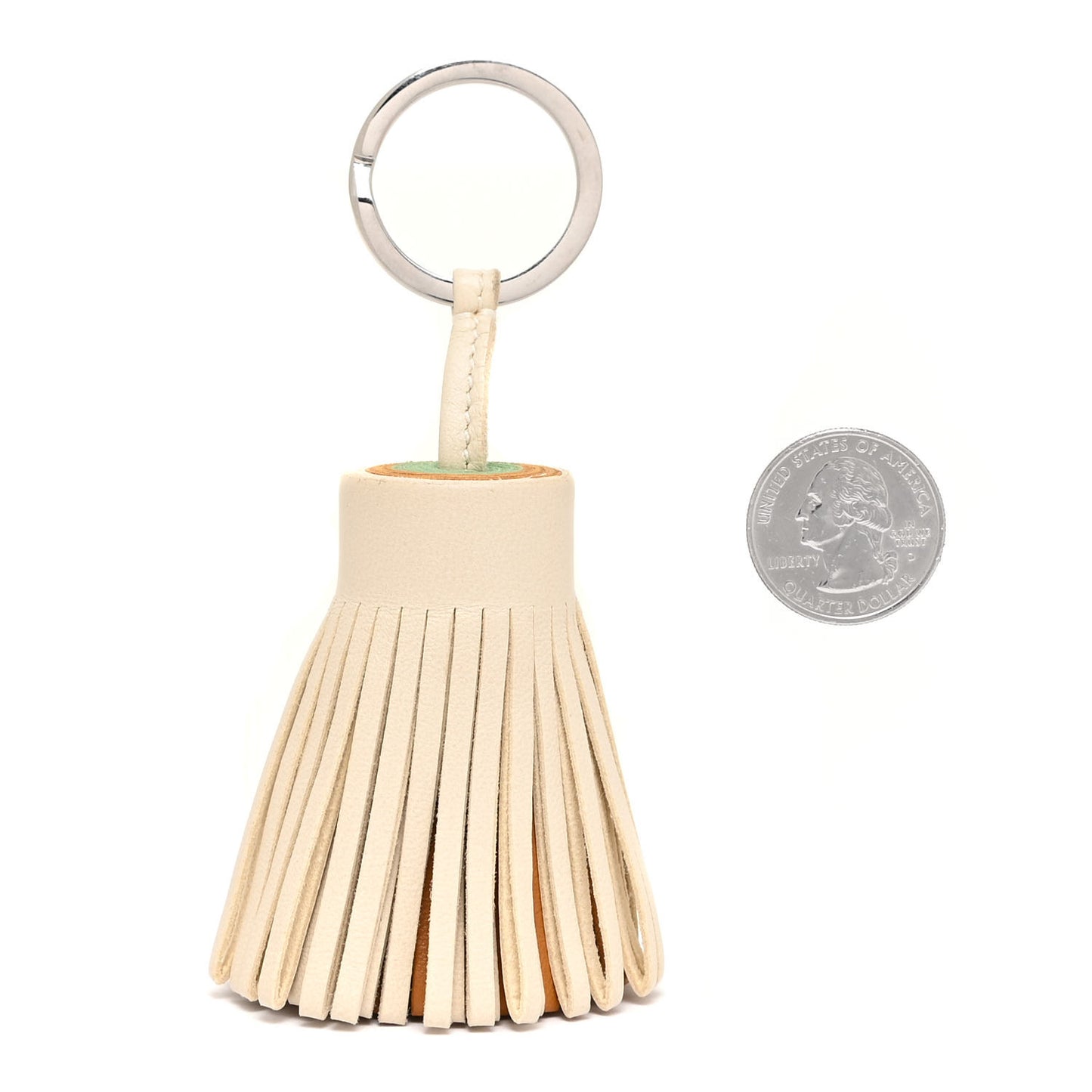 Lambskin Tri-Color Carmen Tassel Key Holder Craie Vert Criquet Sesame