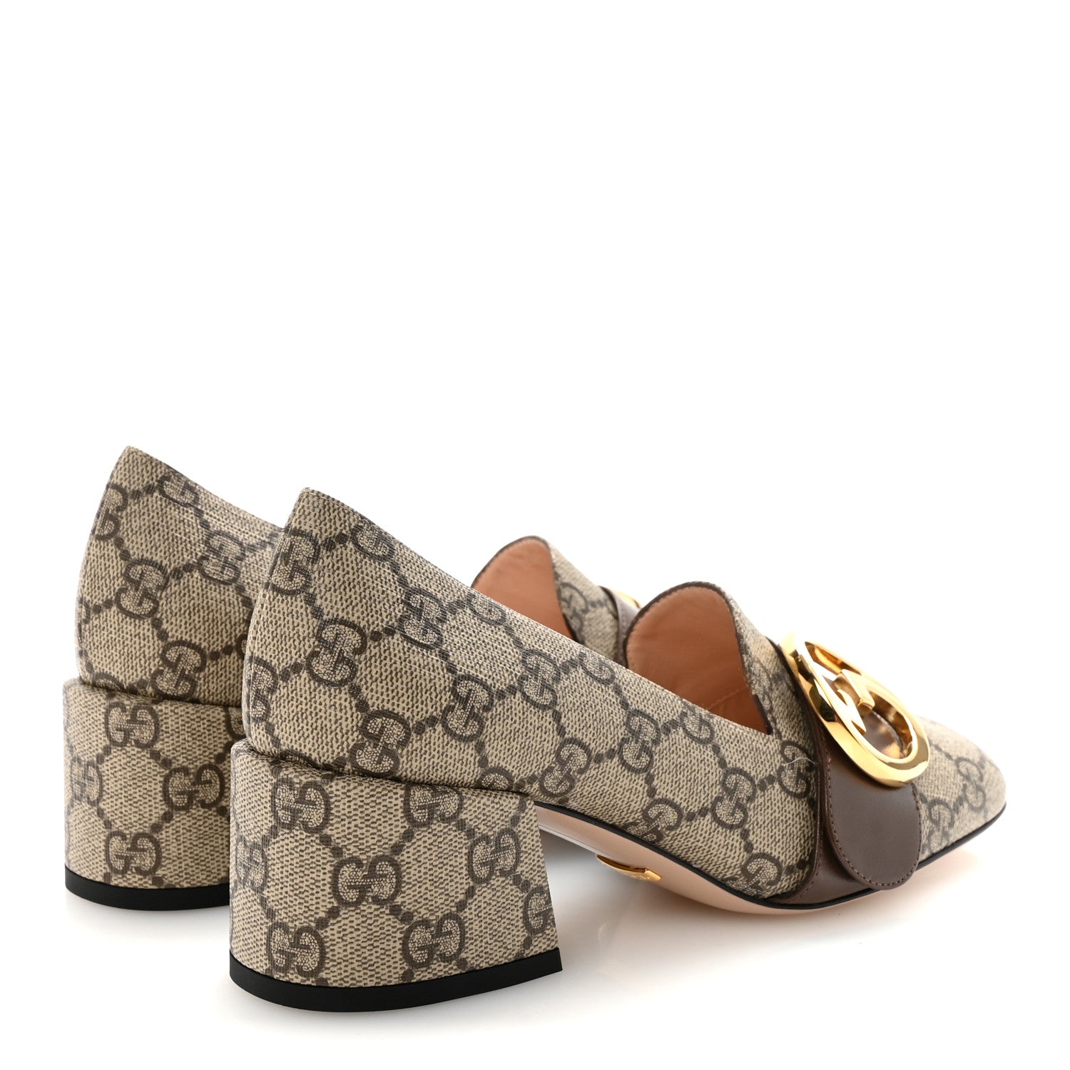 Gucci GG Supreme Monogram Malaga Kid Blondie Pumps 35.5 Beige Ebony New Acero 5 of 8