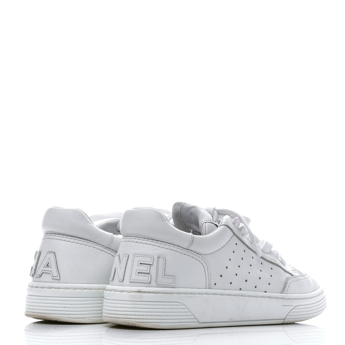 Calfskin Womens Logo Sneakers 36 White