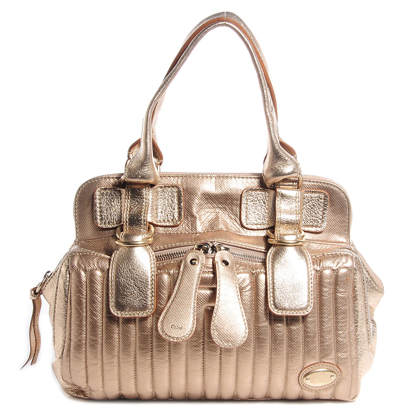 Lambskin Quilted Large Bay Tote Rose Gold