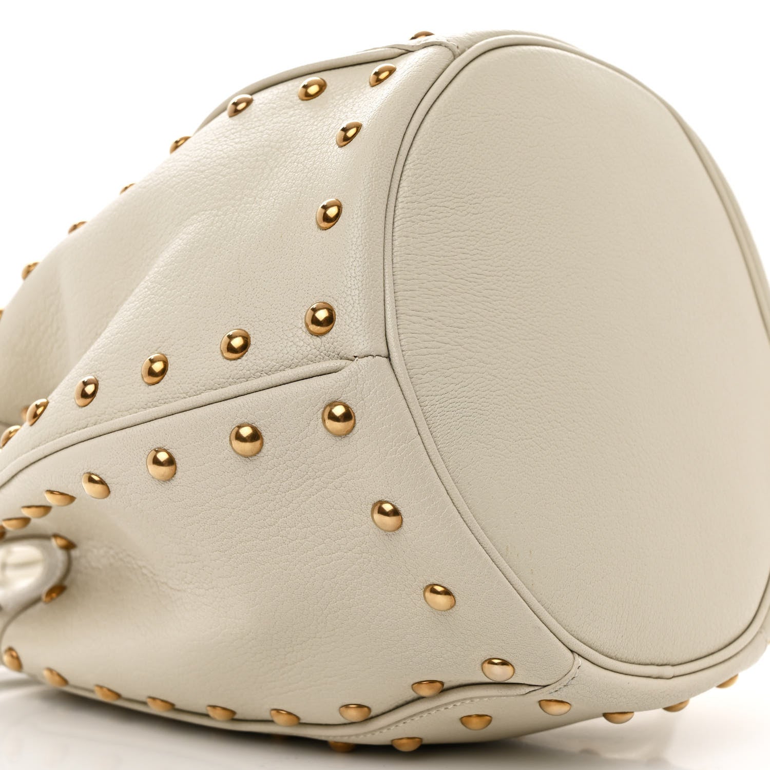 Saint Laurent Calfskin Studded Medium Talitha Bucket Bag White 9 of 10