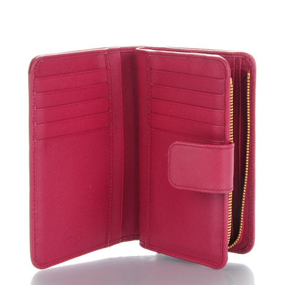 Prada Saffiano Metal Compact Wallet Peonia 5 of 8