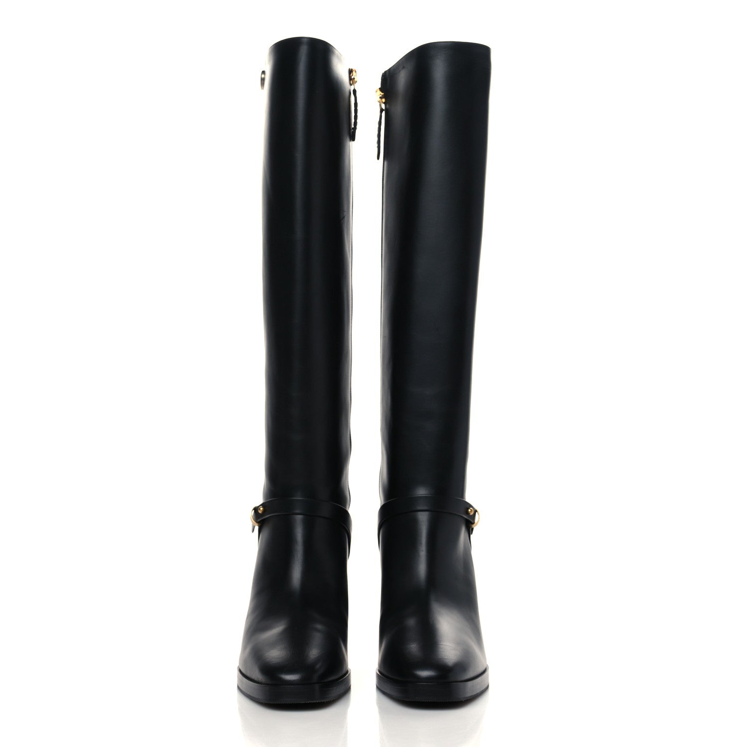 Gucci Calfskin Double G Knee High Boots 35.5 Black 2 of 8