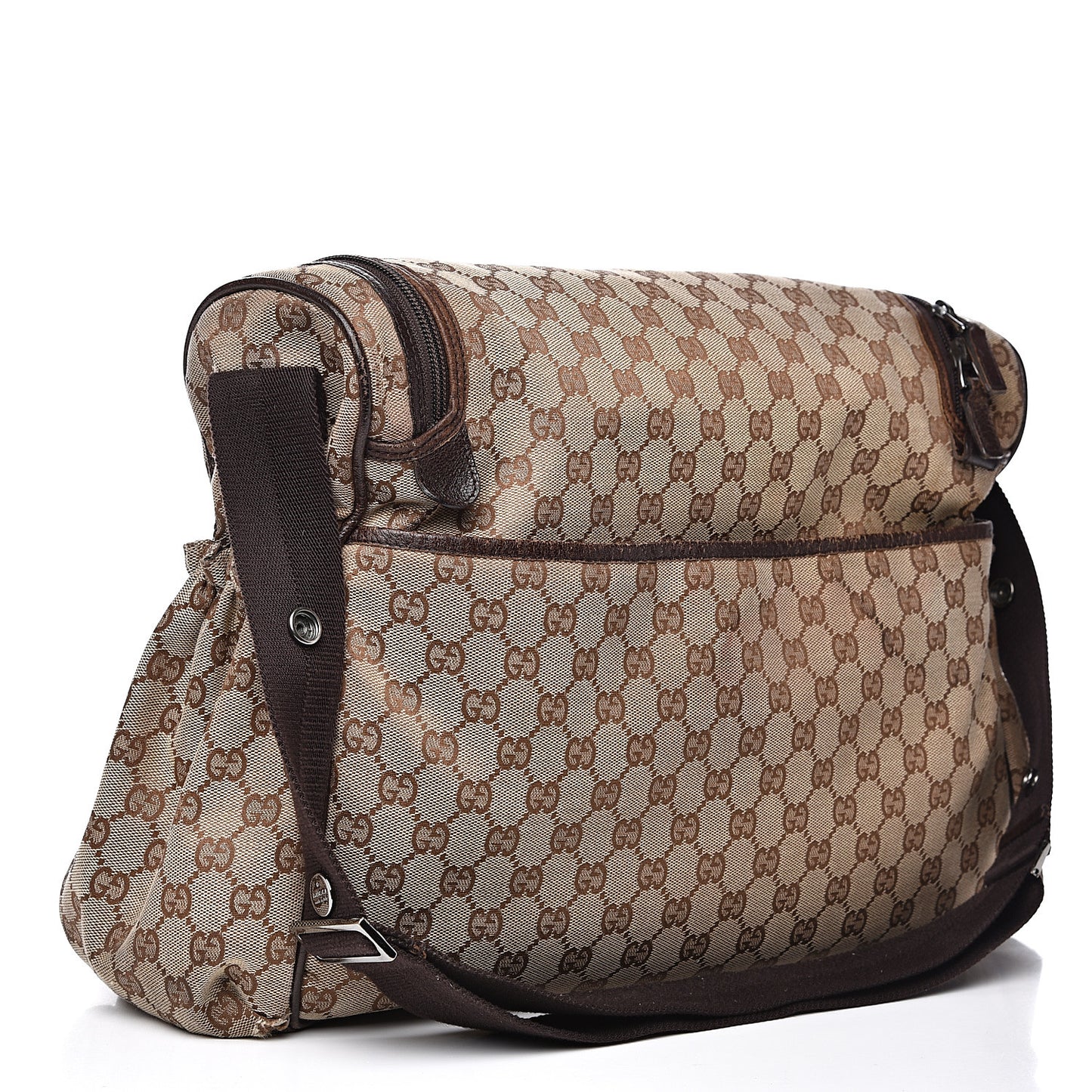 Monogram Natural Pigskin Large Diaper Bag Beige Ebony Cocoa Dark Chocolate