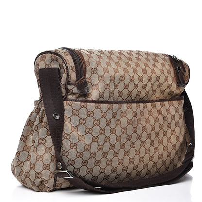 Gucci Monogram Natural Pigskin Large Diaper Bag Beige Ebony Cocoa Dark Chocolate 3 of 18