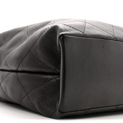 Chanel Shiny Lambskin Quilted Maxi Hobo Black 7 of 10