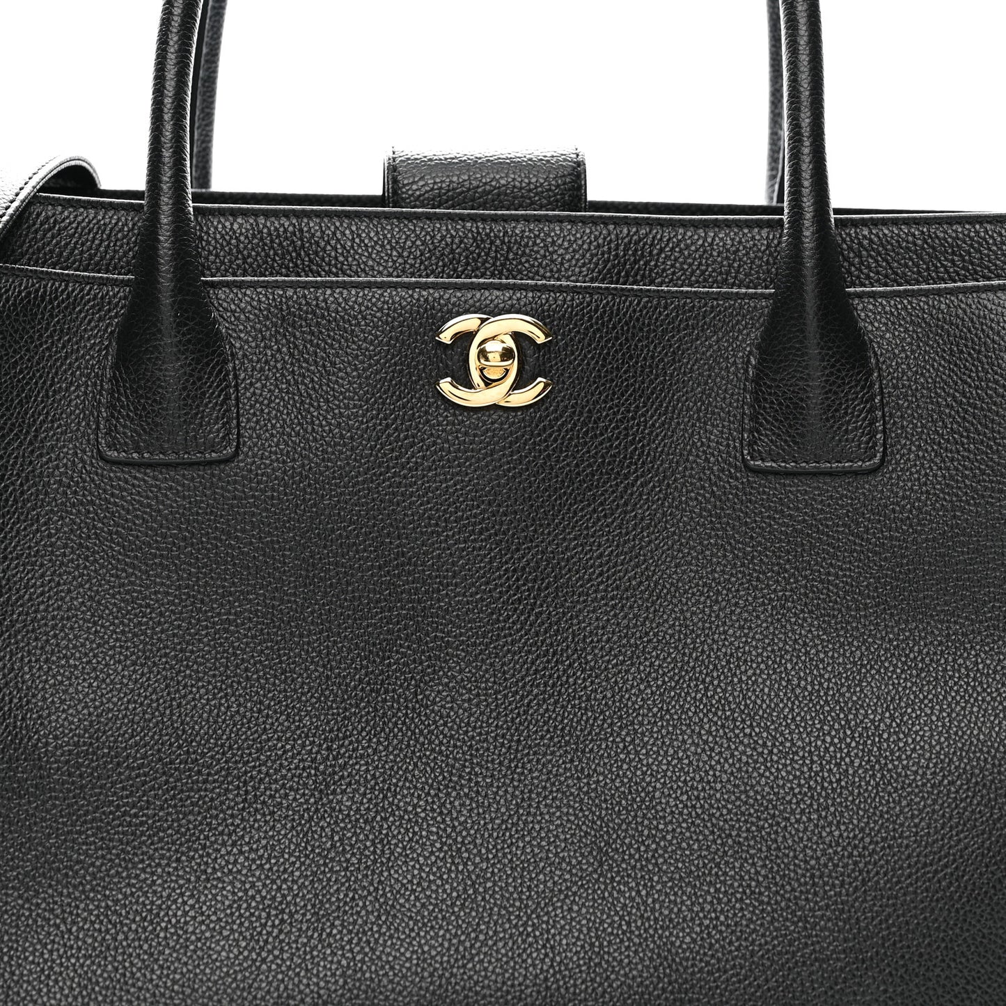 Calfskin Cerf Executive Shopper Tote Black