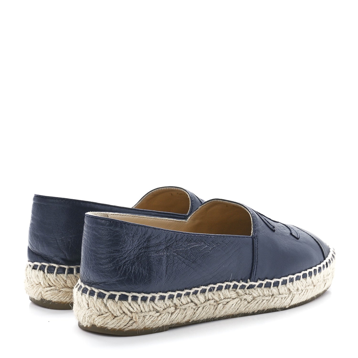 Chanel Lambskin CC Espadrilles 35 Navy Black 4 of 10
