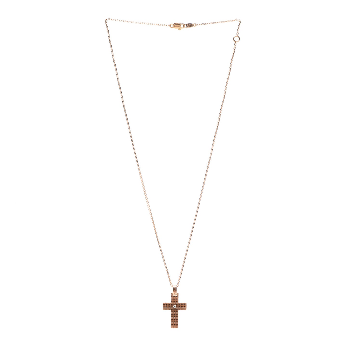 18K Rose Gold Diamond Metropolitan Cross Pendant Necklace