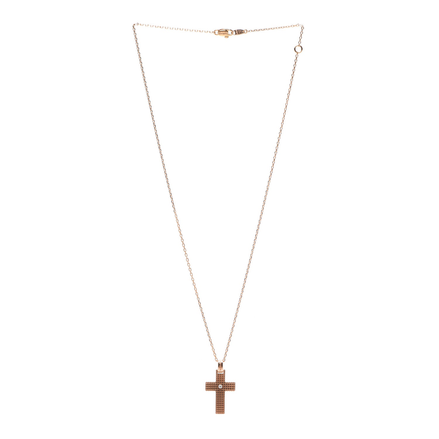 Damiani 18K Rose Gold Diamond Metropolitan Cross Pendant Necklace 3 of 5