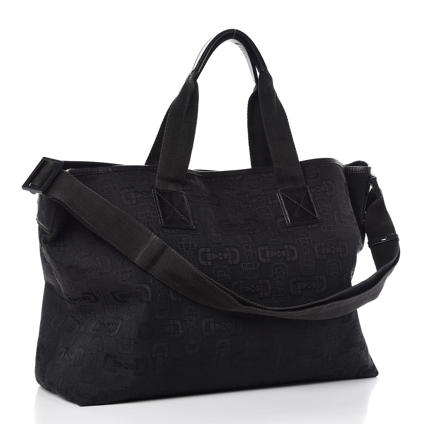 Horsebit Canvas Glam Tote Black