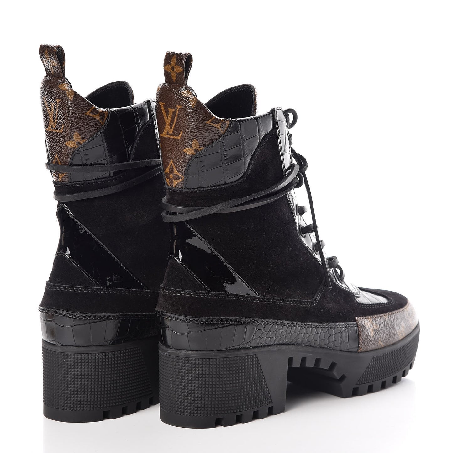 Suede Calfskin Monogram Laureate Platform Desert Boots 40 Black