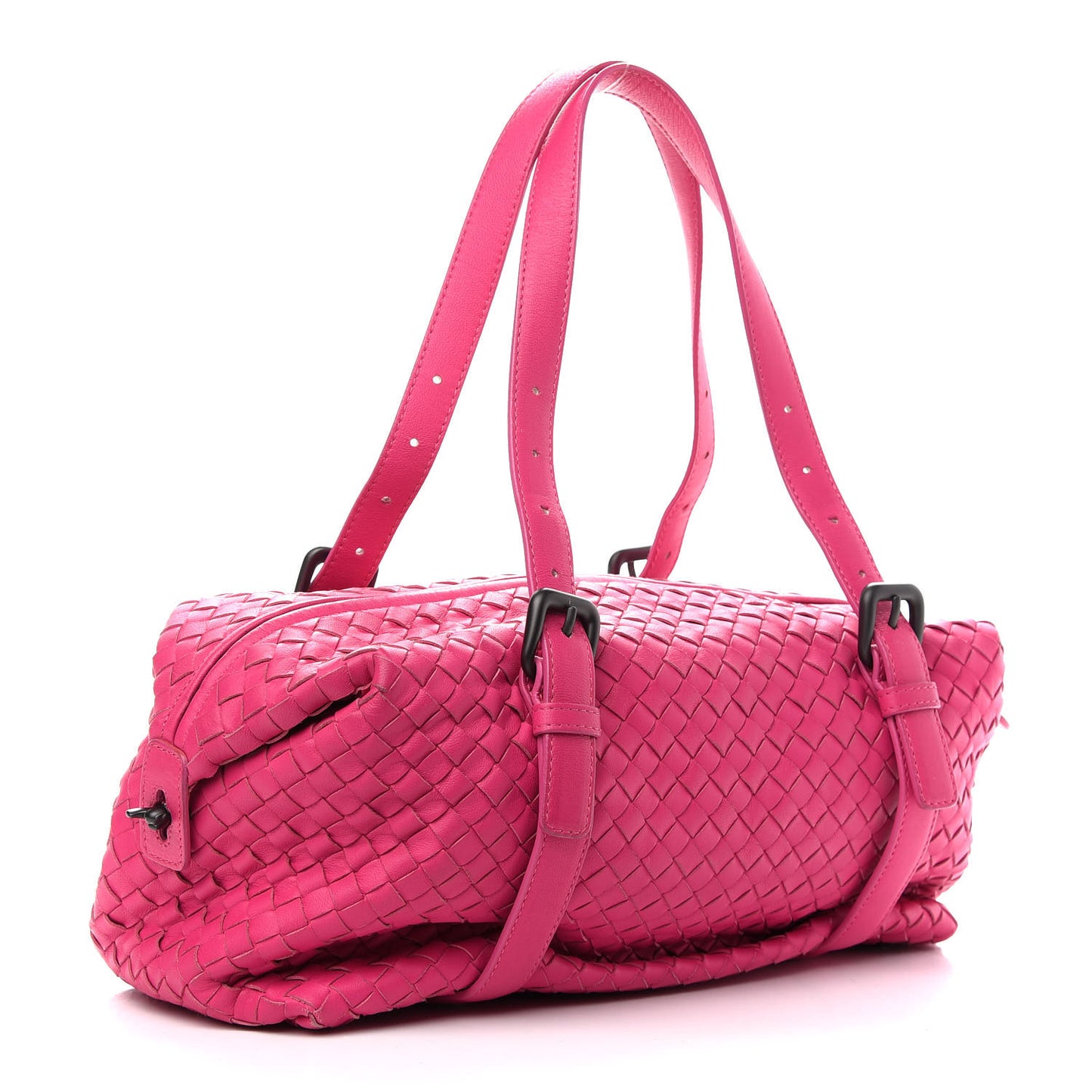 Nappa Intrecciato Montaigne Rings Satchel Fuchsia