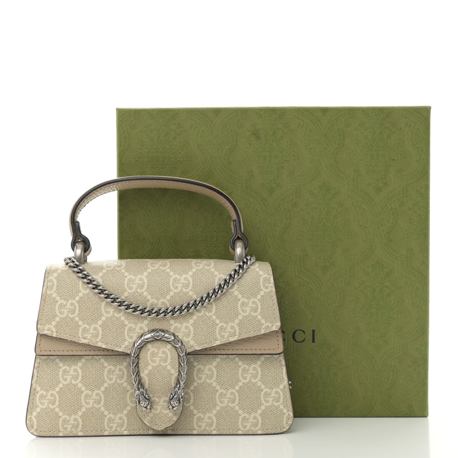 Gucci GG Supreme Monogram Mini Dionysus Top Handle Bag Beige Mystic White Oatmeal 12 of 12