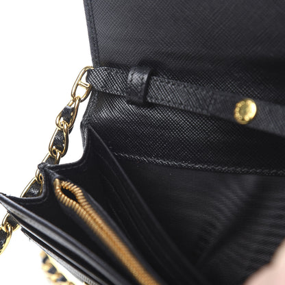 Prada Saffiano Metal Oro Chain Wallet Black 6 of 7
