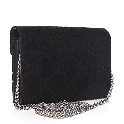 Gucci Velvet GG Monogram Mini Dionysus Chain Wallet Black 3 of 10