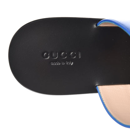Gucci Calfskin GG Marmont Thong Sandals 37.5 Shiny Electric Blue 7 of 8