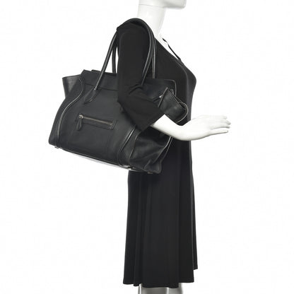 Celine Drummed Calfskin Shoulder Luggage Black 2 of 9