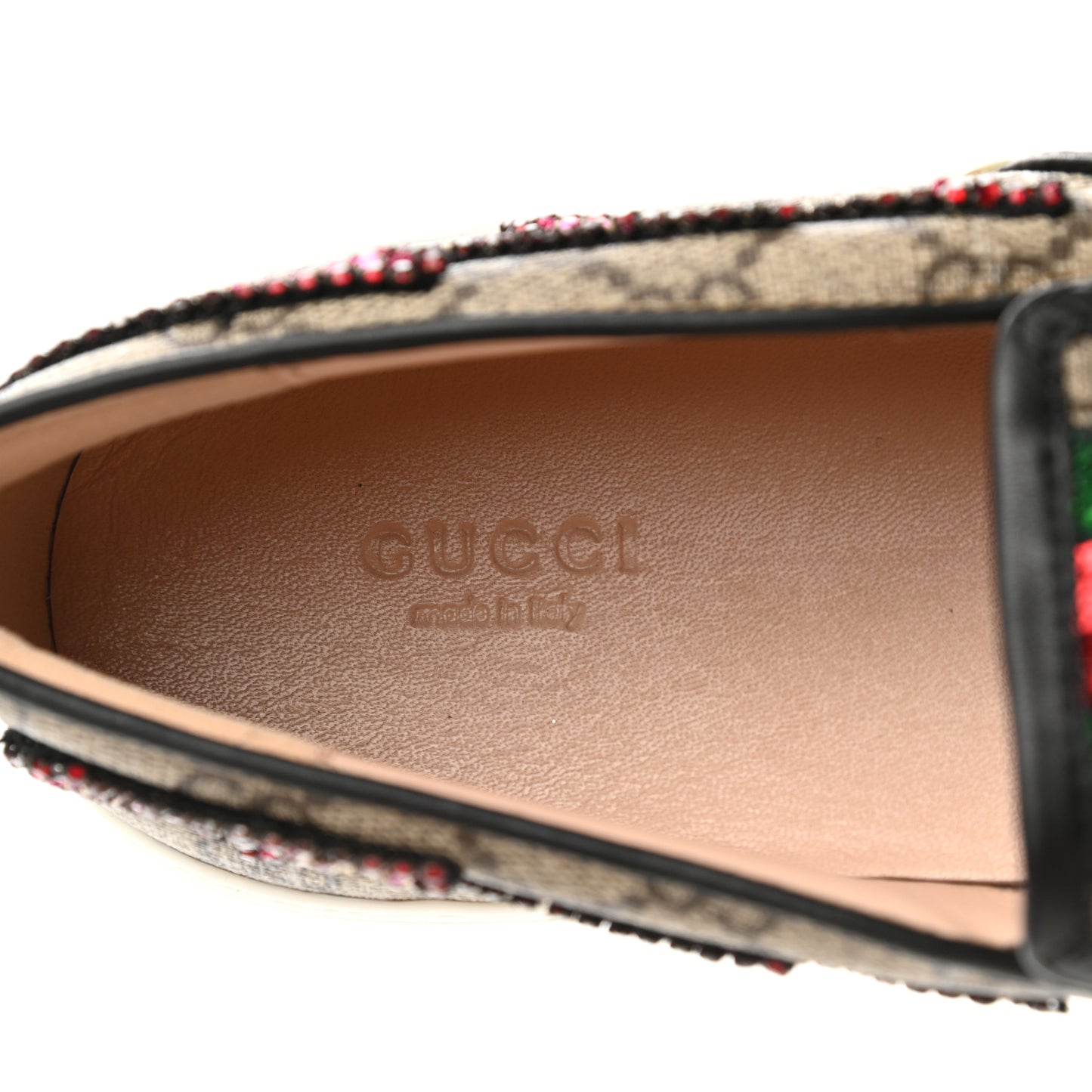 GG Supreme Monogram Embellished Womens Slip On Sneakers 41 Beige Brown